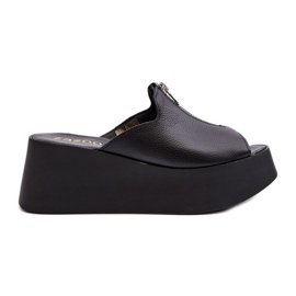 Zazoo 2916 flip-flops dam på en stor plattform med dragkedja, svart