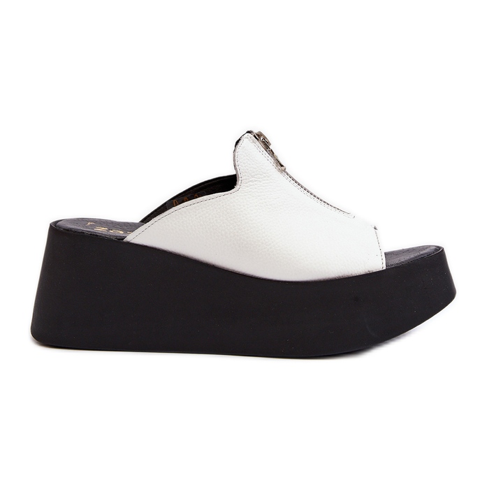 Zazoo 2916 flip-flops dam på en stor plattform med dragkedja, vit