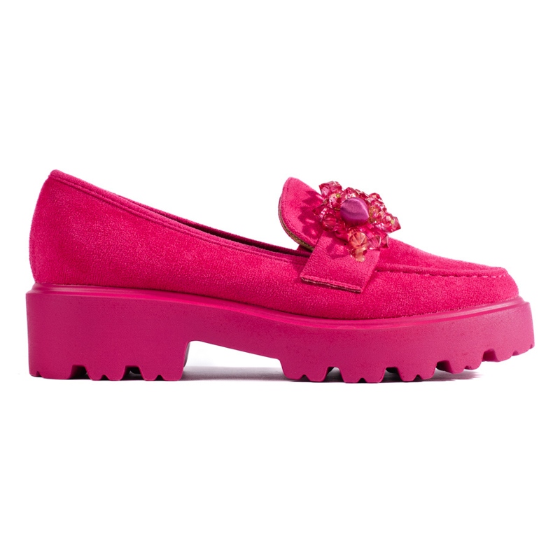 Fuchsia loafers i mocka för kvinnor rosa