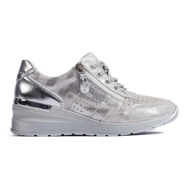 Silver läder wedge sneakers