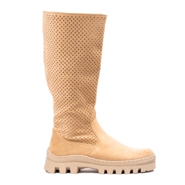 W. Potocki Genombrutna stövlar i mocka från Potocki beige