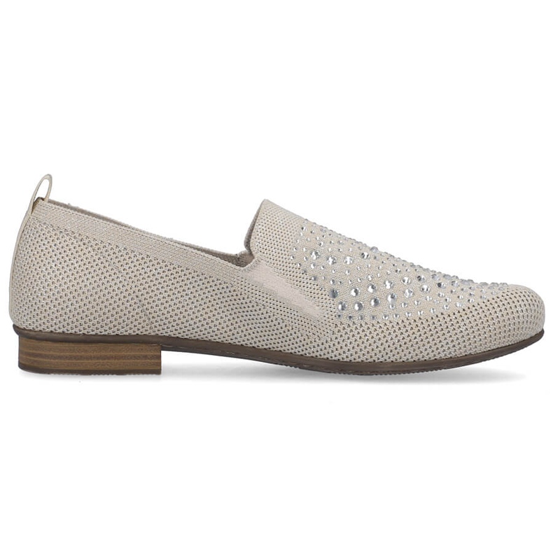 Bekväma, lågklackade slip-on skor för kvinnor Rieker 51989-64 beige