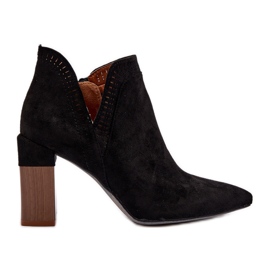 Svarta Vailen högklackade ankelstövlar med genombrutna mönster