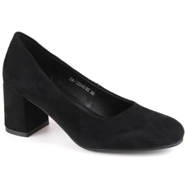 Högklackade pumps i svart mocka för kvinnor Potocki SZ12340