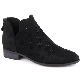 Mocka damstövlar med låg klack, svarta Potocki SZ12307