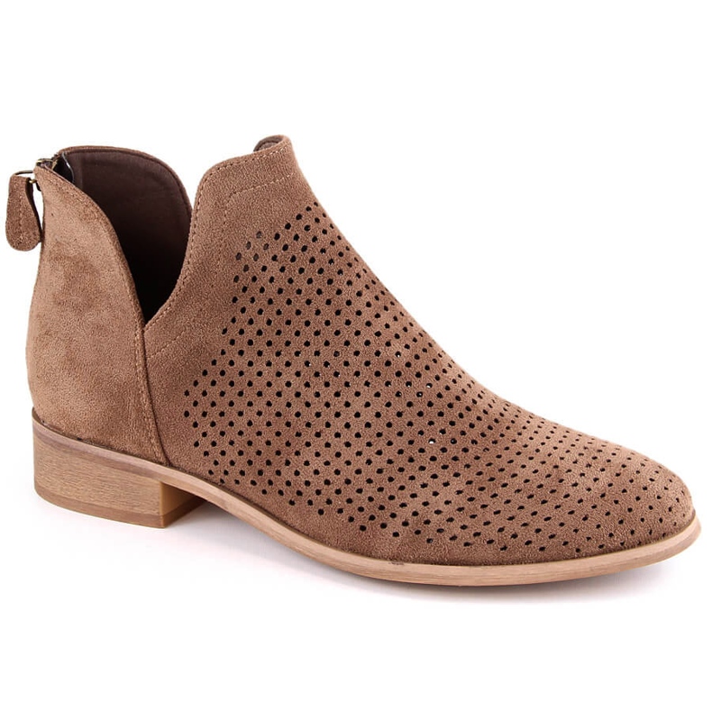 Mocka damstövlar med låga klackar, brun Potocki SZ12307