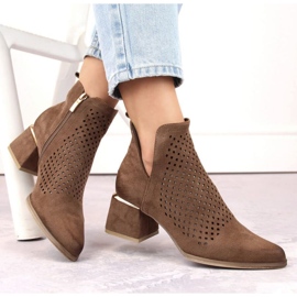 Potocki W WOL213B högklackade stövlar i mocka, bruna