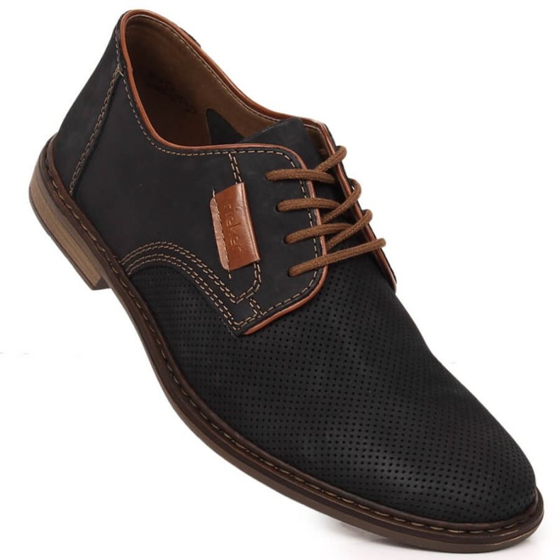 Bekväma läderskor Rieker M RKR576 marinblå