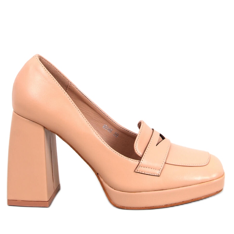 Entee Nude högklackade loafers beige