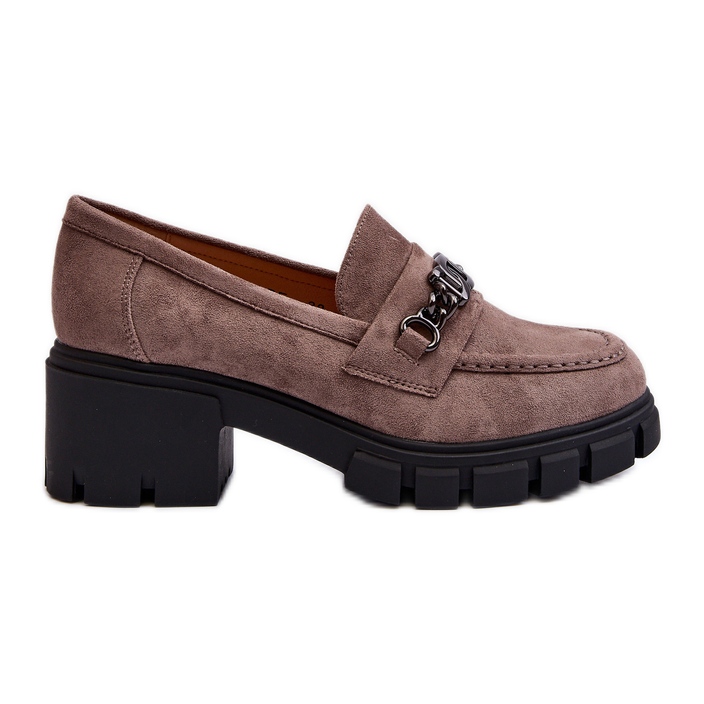 Vinceza Beige Eriella Beige mockasiner med massiva klackar