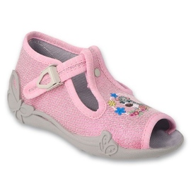 Befado barntofflor 213P142 rosa zebra med blommor