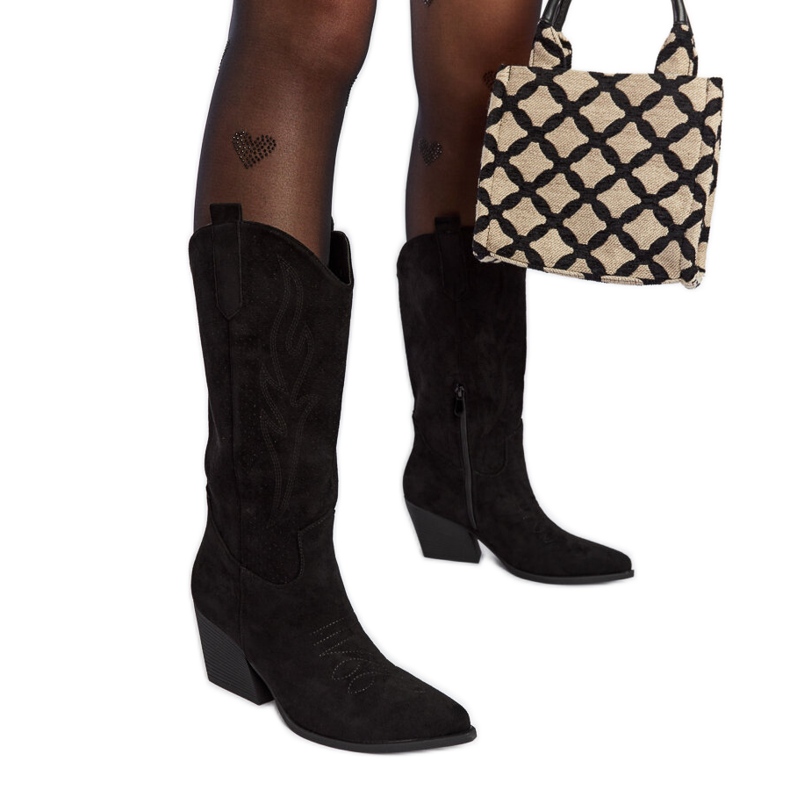 Svarta högklackade Sapri cowboystövlar