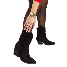 Svarta genombrutna Taurus högklackade cowboystövlar