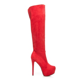 Comer Plattformstövlar i mocka röd