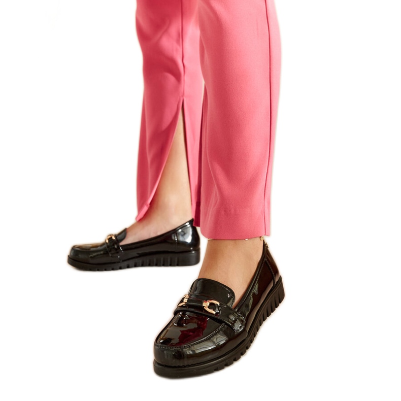 Svart patent Prussia mockasiner