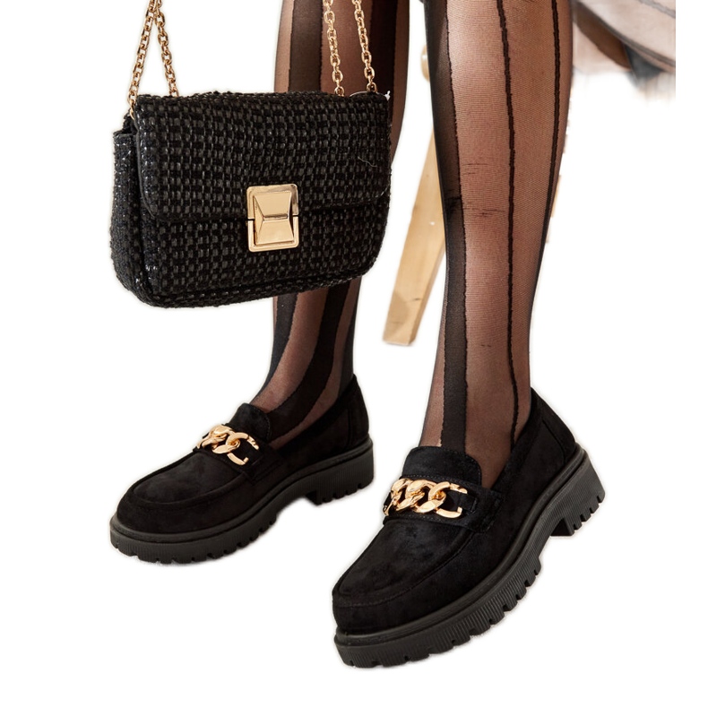 Elenor loafers i svart mocka