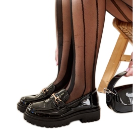 Svarta patentmockasiner med Barbara-spänne