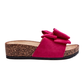 Damflip-flops på en korkplattform med rosett Fuchsia Tarena rosa