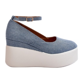 Denim Espadrilles för damer på Wedge Blue Malla blå