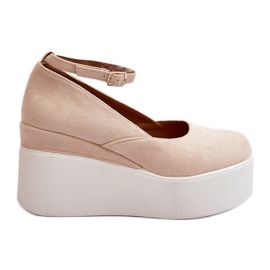 Espadrilles för kvinnor på en kil Light Beige Malla