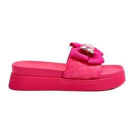 Flip Flops för kvinnor med rosett och nalle Fuchsia Katterina rosa