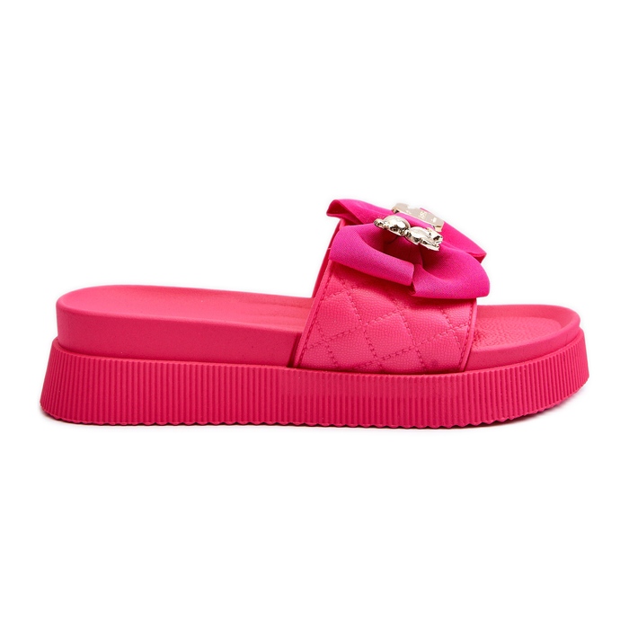 Flip Flops för kvinnor med rosett och nalle Fuchsia Katterina rosa