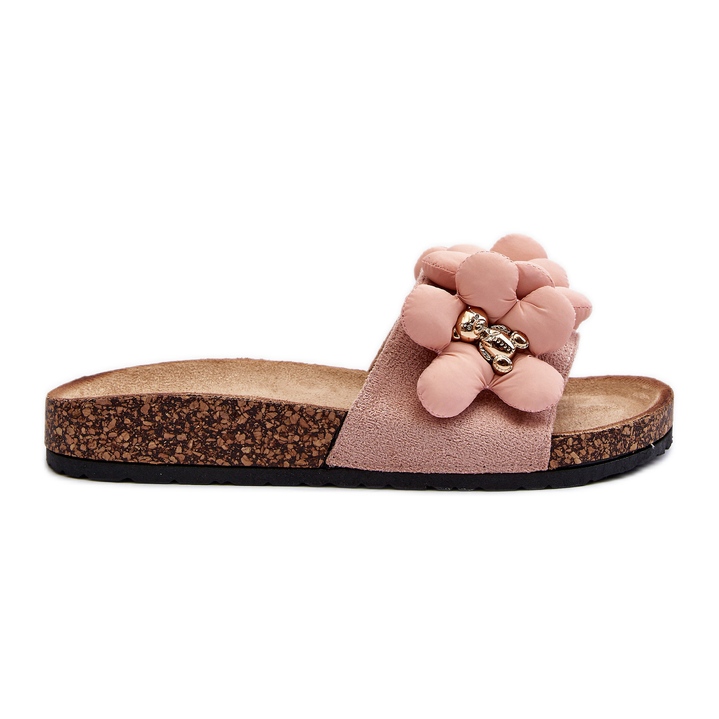 Kvinnors flip-flops med dekorationer, rosa Bunlia