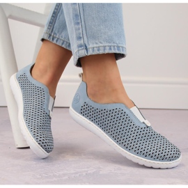 Bekväma genombrutna slip-on skor för kvinnor, blå Rieker 52866-10