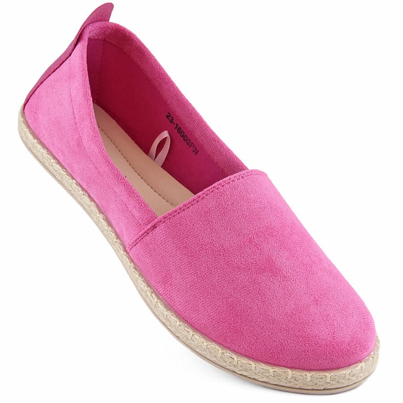Slip-on espadrillor i mocka för kvinnor, rosa Potocki W16009