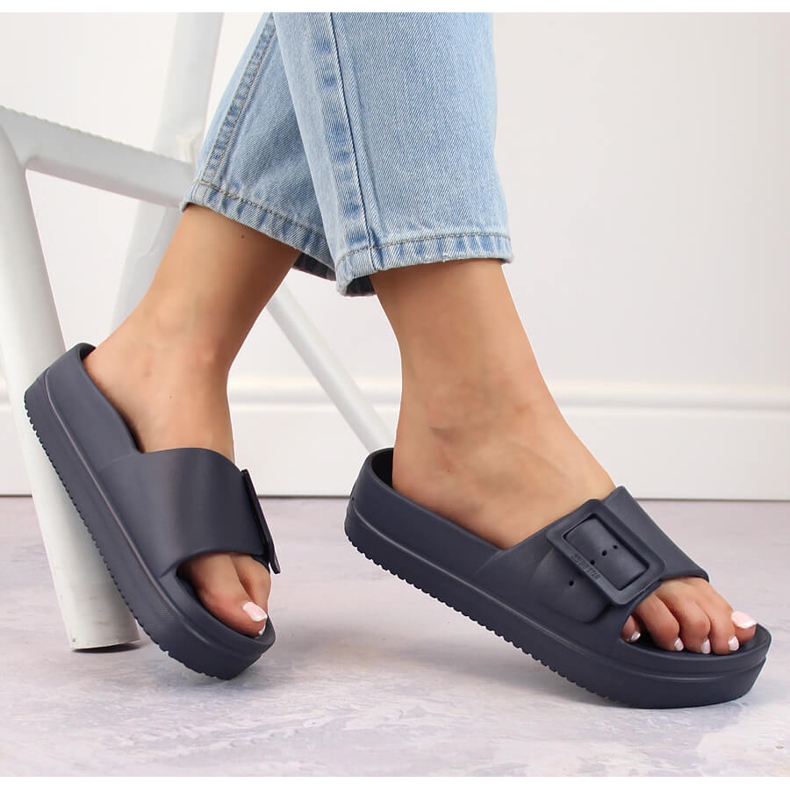 Plattofflor i skum för kvinnor med spänne, marinblå Big Star NN274A665