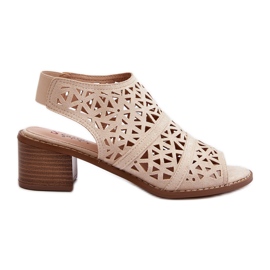 Beige genombrutna sandaler med hög klack Serapina