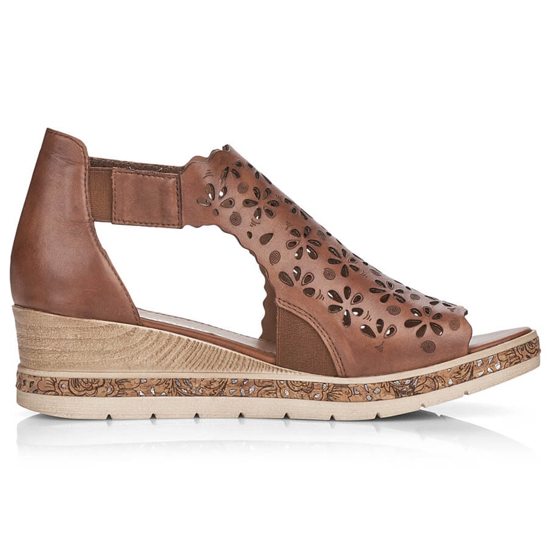 Bekväma damsandaler i läder, brun, Remonte D3056-24