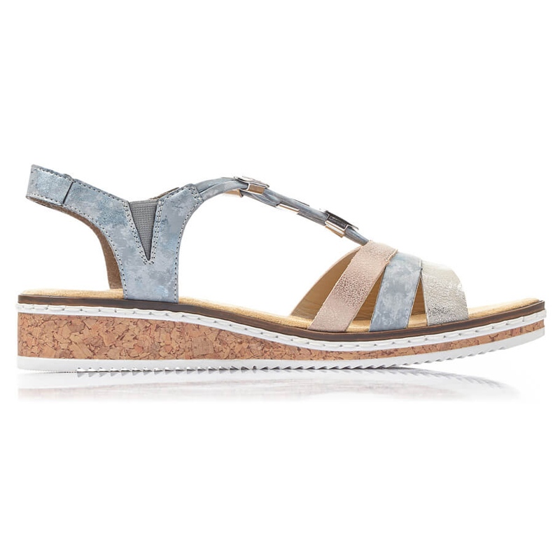 Bekväma damsandaler Rieker V36G4-40 blå