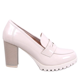 Jeffis Beige mockasiner med patentklack