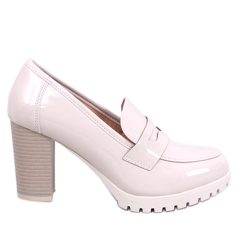 Jeffis Beige mockasiner med patentklack