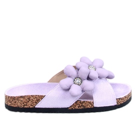 Kork flip flops med Charss Purple kuddblommor violett