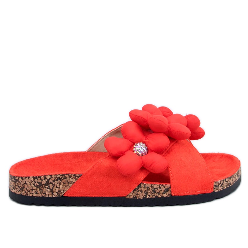 Kork flip flops med Charss Orange kuddblommor