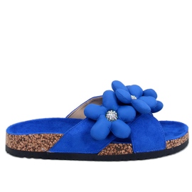Korkflipflops med Charss Blue kuddblommor blå