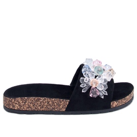 Maliv Svarta korktofflor med stenar