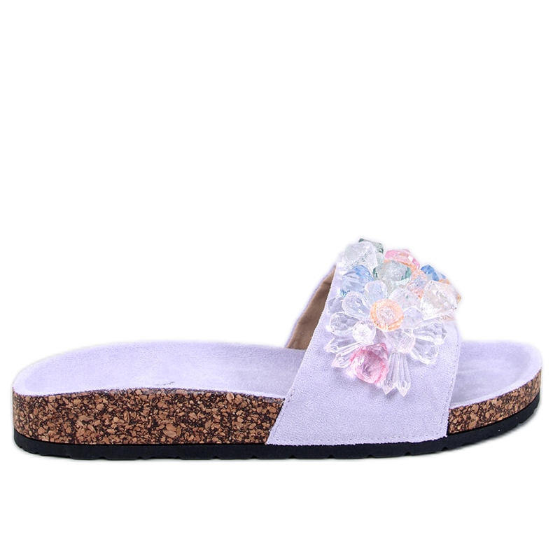 Kork flip-flops med Maliv lila stenar violett