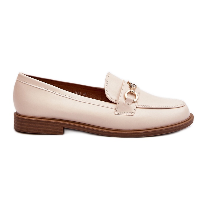 Platt klack för kvinnor, Eco Leather Loafers, Beige Vimedia