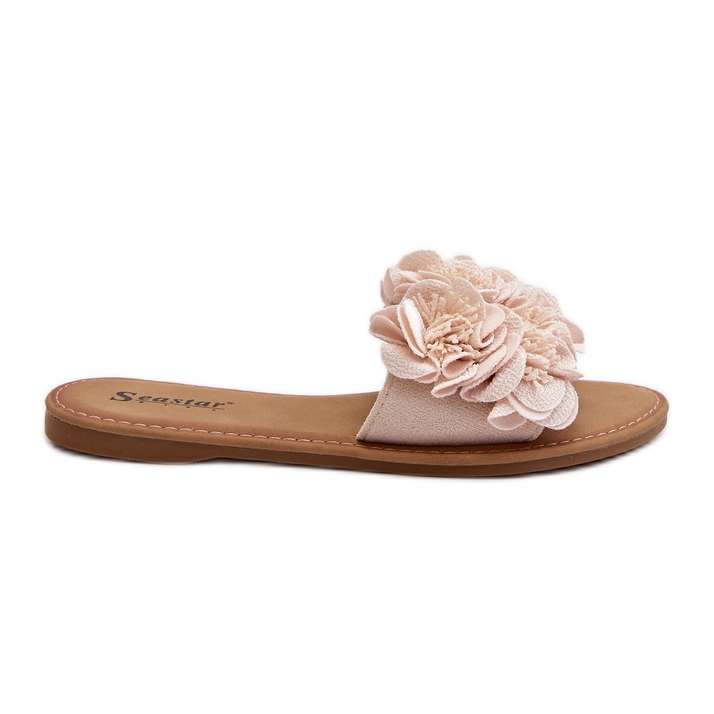 Kvinnors flip flops med blommor Beige Eelfan