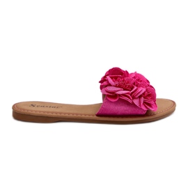 Flip Flops för kvinnor med blommor Fuchsia Eelfan rosa