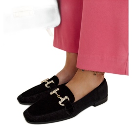 Svarta sammetsmockasiner med strass från Fabrizia