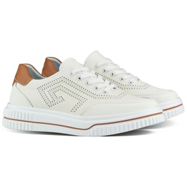 Vita damskor med snörning av naturligt läder