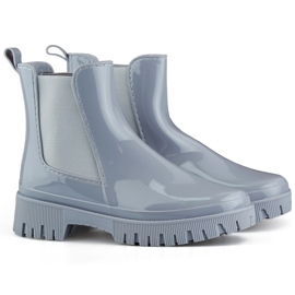 Grå Wellington-stövlar för kvinnor med tjock sula