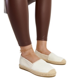 Ljusa beige espadrillor med glans på Ming-plattformen