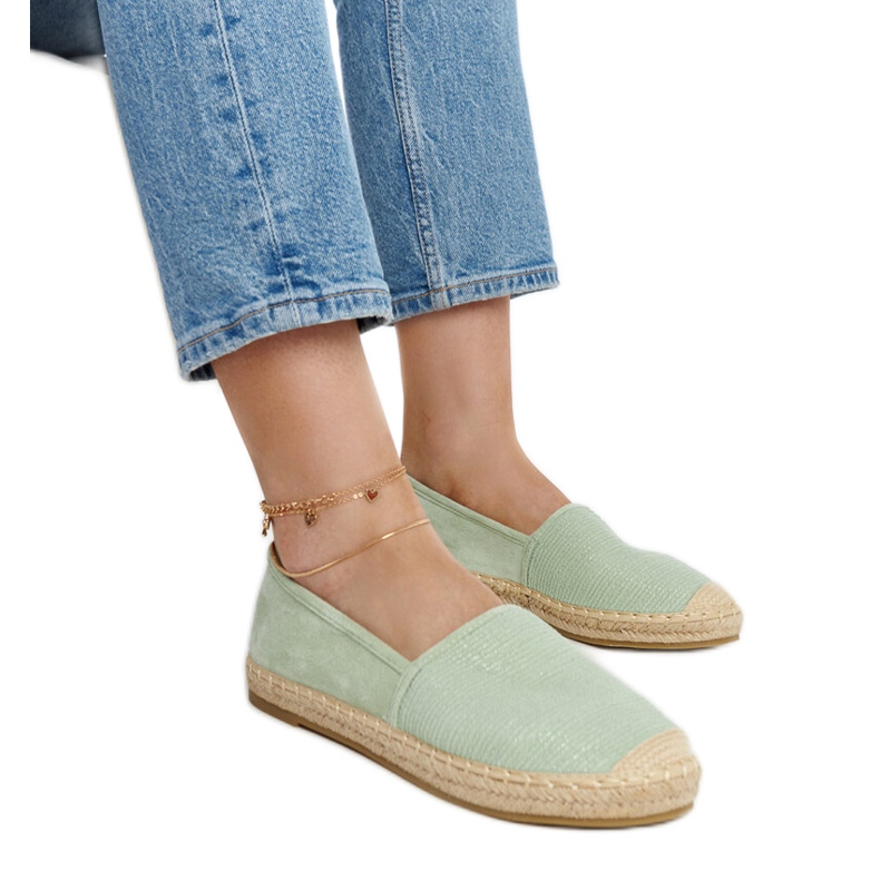 Olive espadrilles med glans på Ming-plattformen grön
