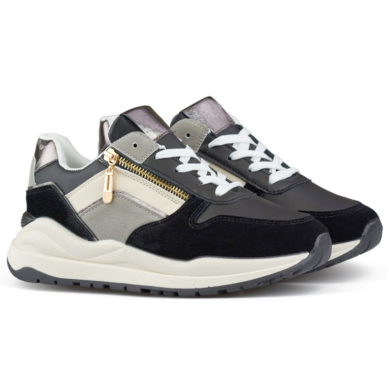 Sportskor för kvinnor, svarta sneakers