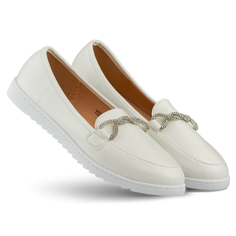Bekväma vita dammockasiner med strass